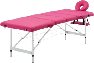 Comfortable 4-Zone Foldable Massage Table with Adjustable Height and Arm Supports, Durable Foam Cushion, Aluminum Frame, Pink