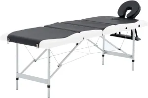 Comfortable and Portable 4-Zone Massage Table with Adjustable Height, Durable Foam Padding, Black and White