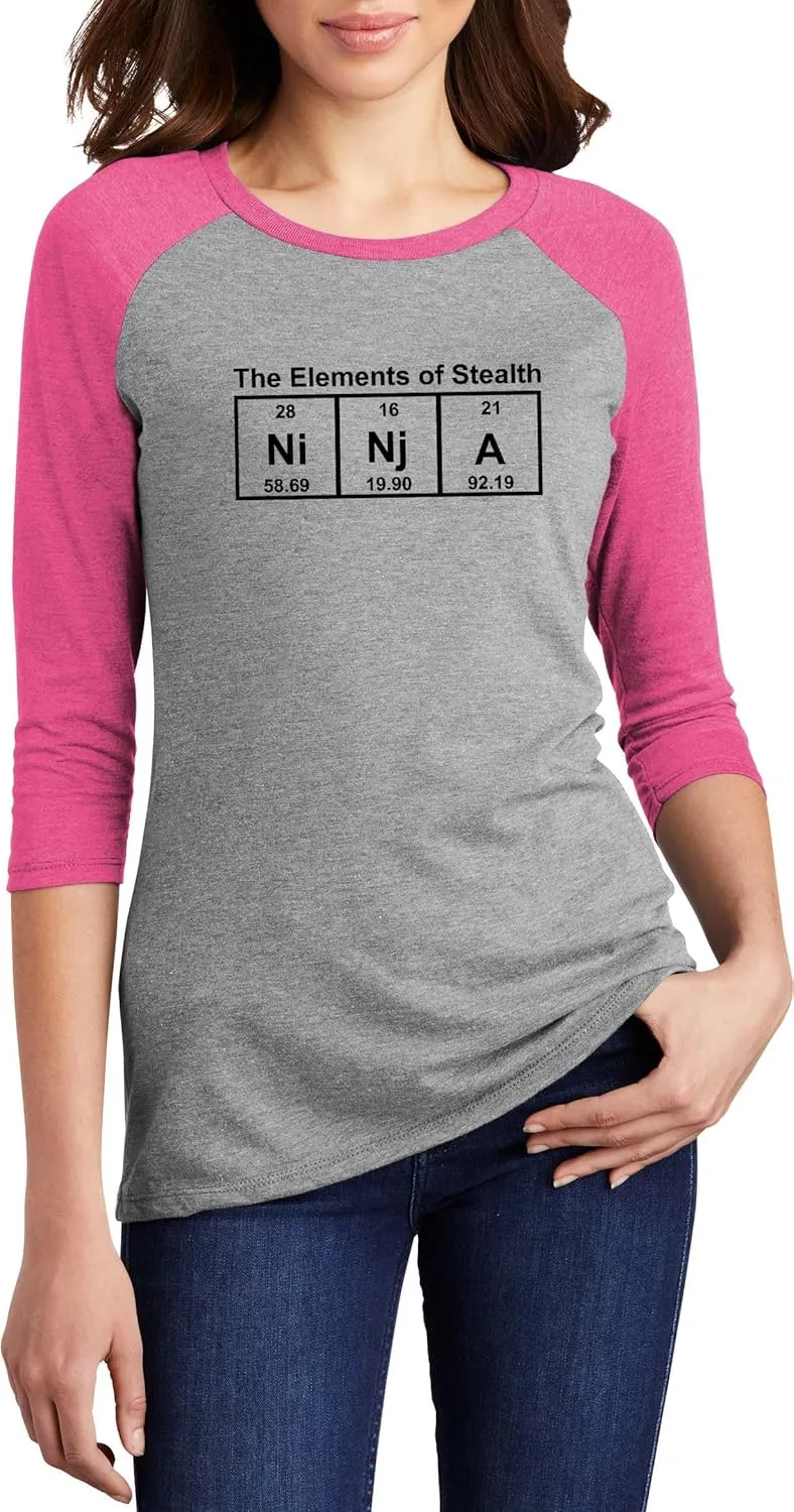 Comical Shirt Ladies Ninja Periodic Table The Elements of Stealth 3/4 Raglan