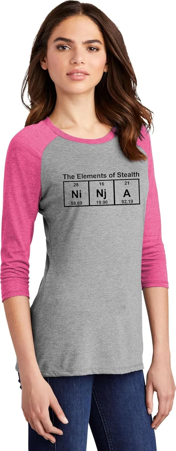 Comical Shirt Ladies Ninja Periodic Table The Elements of Stealth 3/4 Raglan