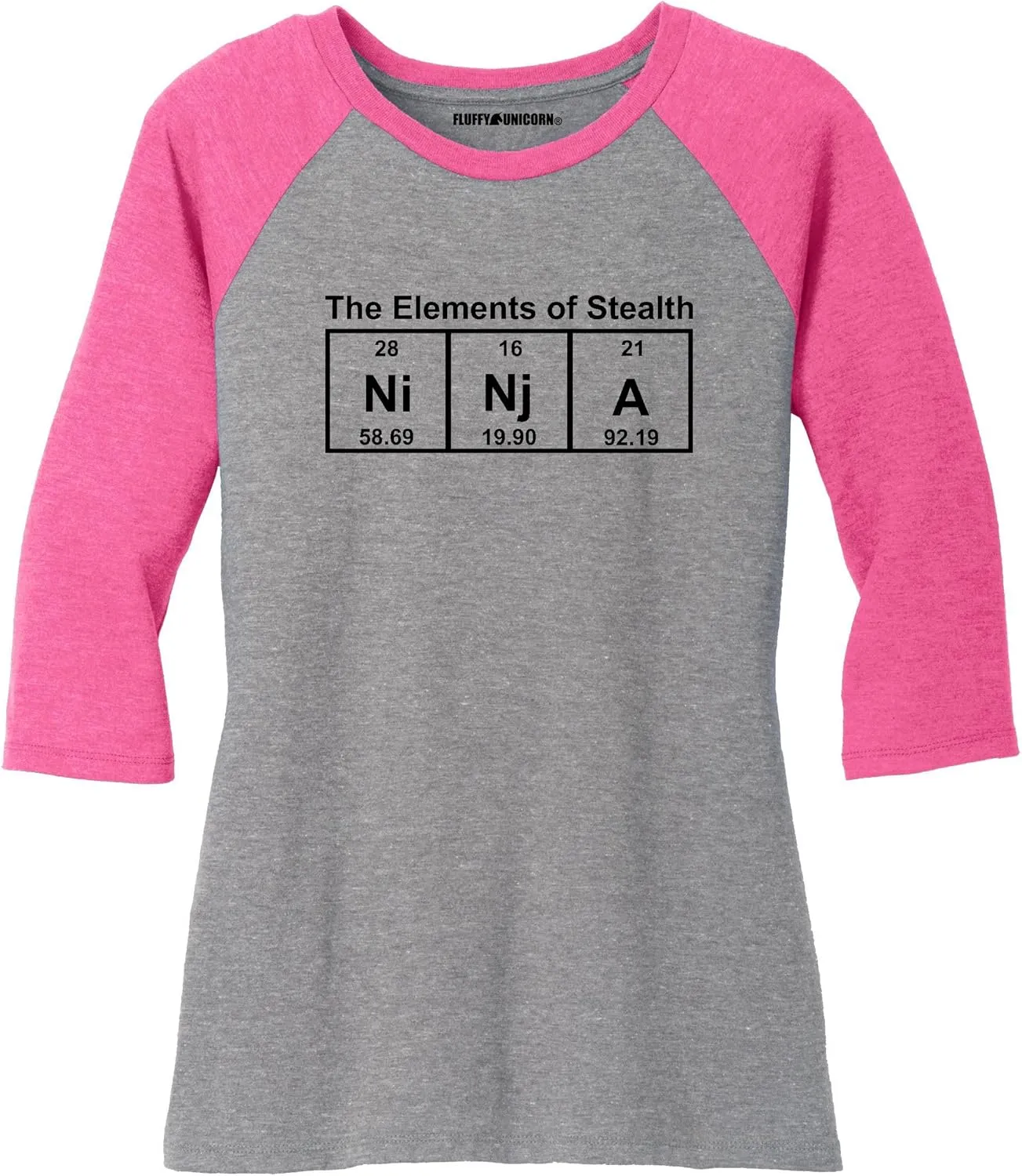 Comical Shirt Ladies Ninja Periodic Table The Elements of Stealth 3/4 Raglan