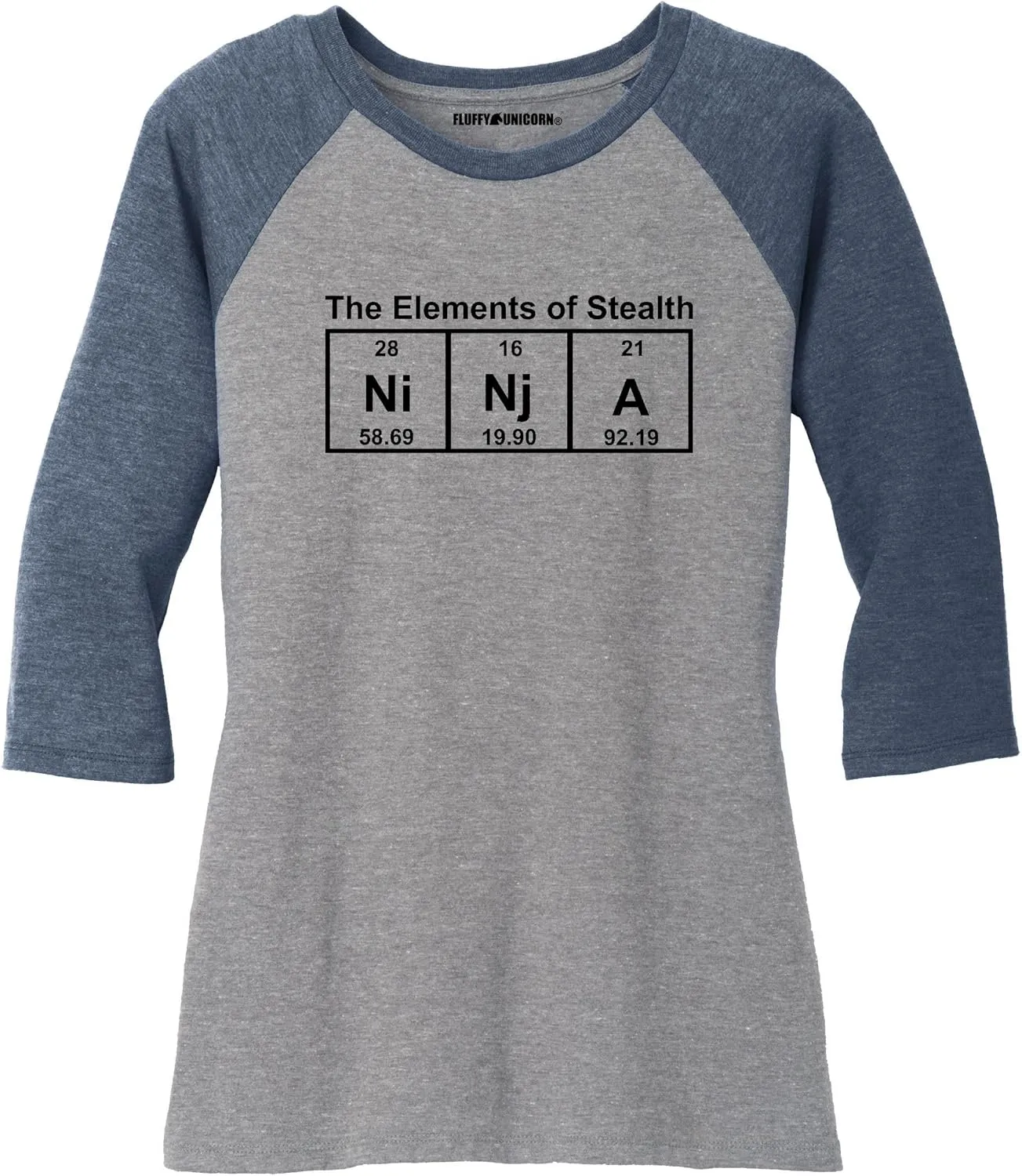 Comical Shirt Ladies Ninja Periodic Table The Elements of Stealth 3/4 Raglan