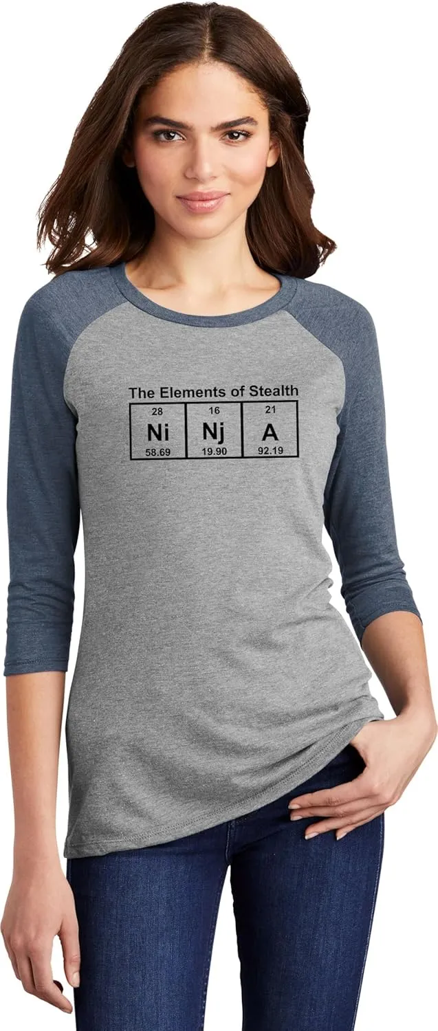 Comical Shirt Ladies Ninja Periodic Table The Elements of Stealth 3/4 Raglan