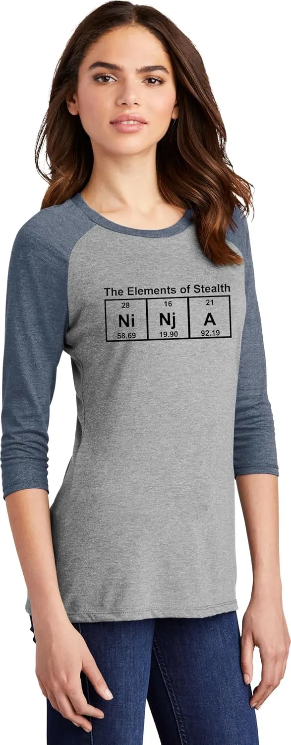 Comical Shirt Ladies Ninja Periodic Table The Elements of Stealth 3/4 Raglan