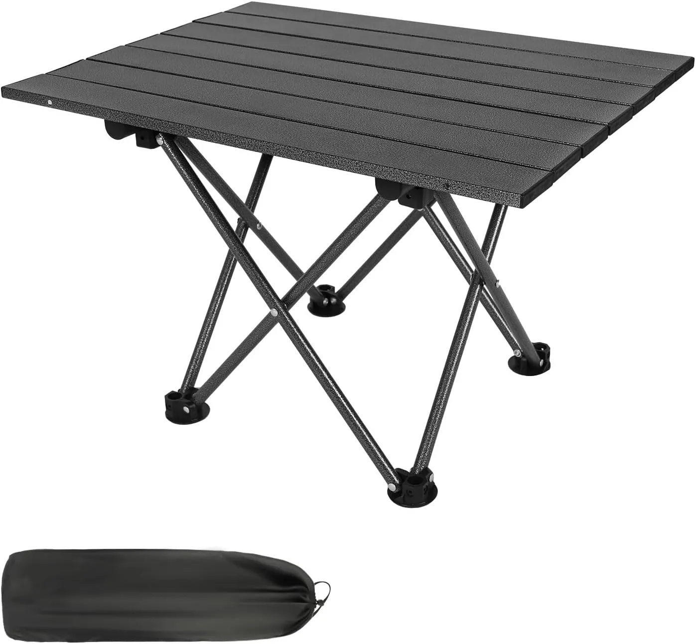 Compact Camping Folding Side Black Table, Portable Aluminum Lightweight Camp Table with Carrying Bag for Camping, Outdoor Cooking, Picnic, Beach, Hiking, Travel, BBQ, and Boat