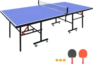 Competition Grade Portable 8ft Table Tennis Table, Foldable Design with Net, Paddles, and Balls, Ideal for Indoor Games