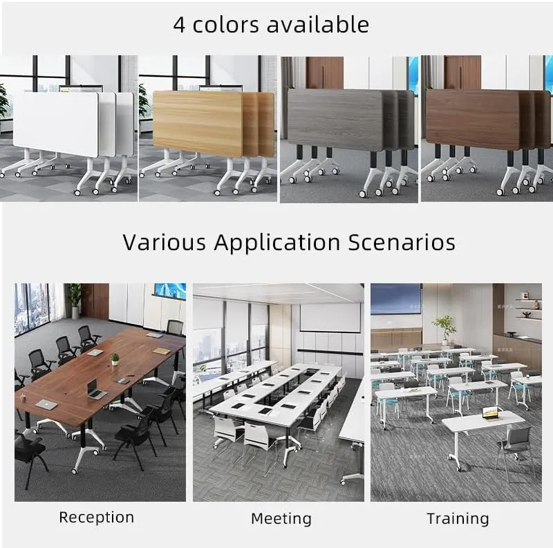 Conference Table, Folding Conference Room Tables with Flip-Top Design, Mobile Seminars Dynamic Meetings Training Tables for Offices, Classrooms, and Meeting Room (Yellow, 47.2×23.6×29.5in)