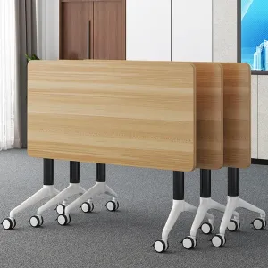Conference Table, Folding Conference Room Tables with Flip-Top Design, Mobile Seminars Dynamic Meetings Training Tables for Offices, Classrooms, and Meeting Room (Yellow, 47.2×23.6×29.5in)