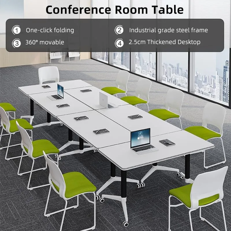Conference Table, Folding Conference Room Tables with Flip-Top Design, Mobile Seminars Dynamic Meetings Training Tables for Offices, Classrooms, and Meeting Room (Yellow, 47.2×23.6×29.5in)