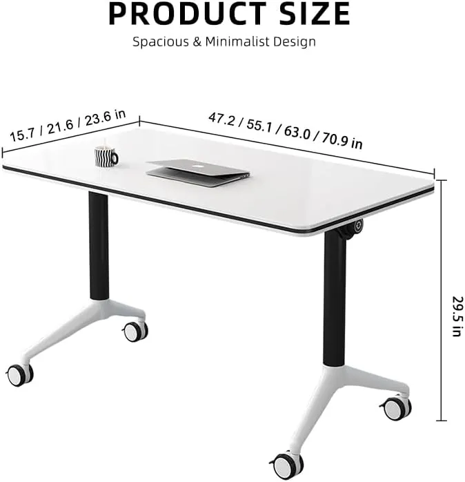 Conference Table, Folding Conference Room Tables with Flip-Top Design, Mobile Seminars Dynamic Meetings Training Tables for Offices, Classrooms, and Meeting Room (Yellow, 47.2×23.6×29.5in)