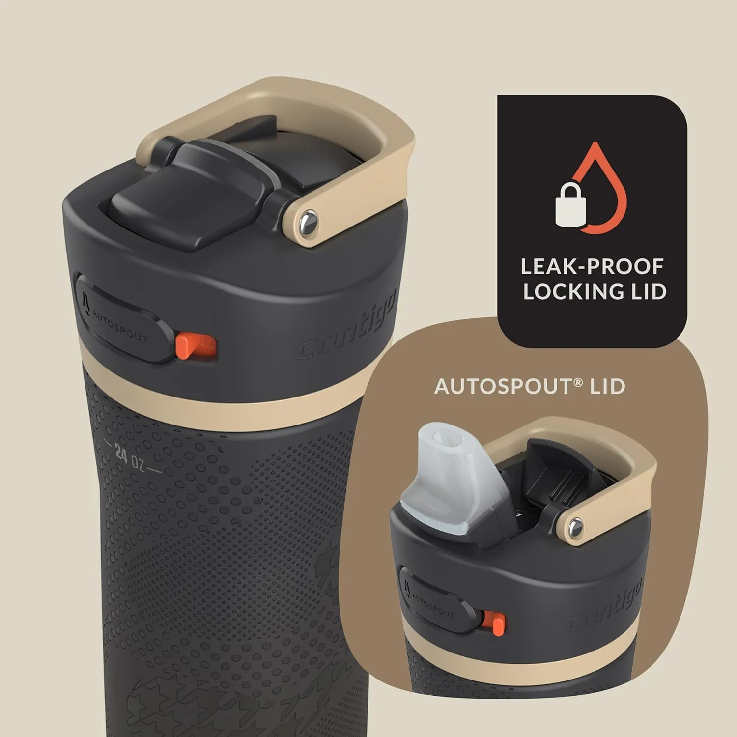 Contigo X Ally Love Ashland Chill 2.0, AutoSpout Lid, 24oz, Licorice Cowhide Couture