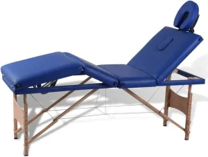 Convenient Blue Foldable Massage Table, Lightweight Design with Adjustable Height and Padded Foam for at-Home or Professional Use