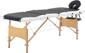 Convenient Foldable Massage Table, Adjustable Height and Arm Supports, Comfortable Foam Padding, Black and White
