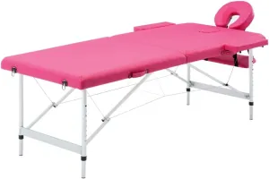 Convenient Massage Table with 2 Zones, Adjustable Height and Carrying Bag, Durable Foam Padding, Pink