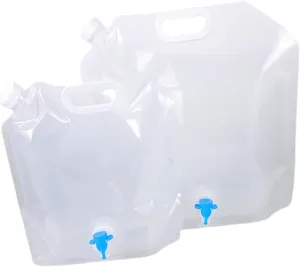Convenient Water Storage : 2 Pack of Portable Camping Water Pouches Leakproof Collapsible Design