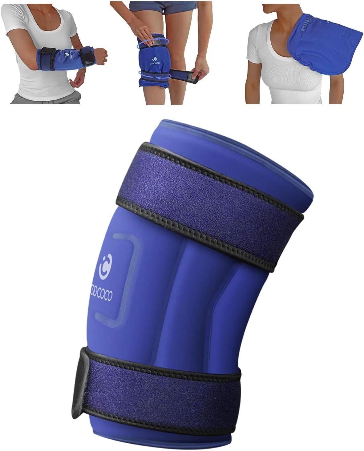CooCoCo Ice Pack for Knee Pain Relief, Reusable Gel Ice Wrap for Leg Injuries, Swelling, Knee Replacement Surgery, Cold Compress Therapy for Arthritis, Meniscus Tear and ACL, Blue