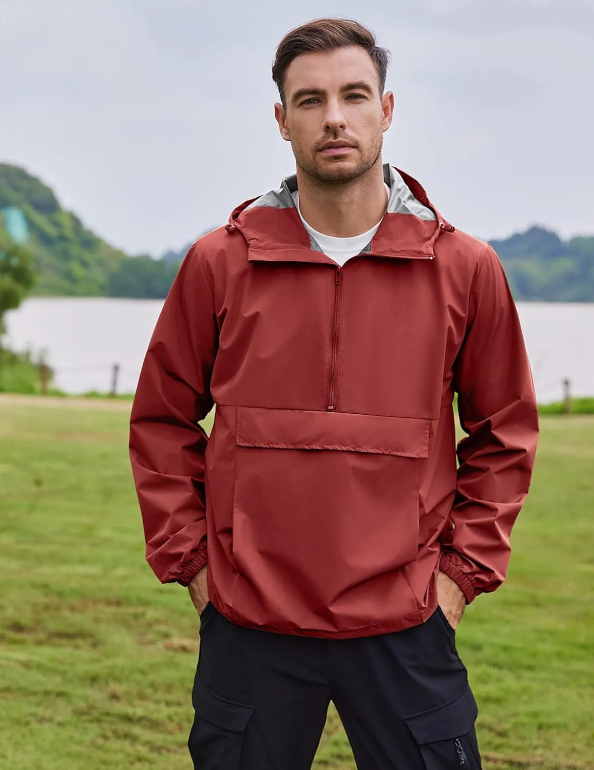 COOFANDY Men's Rain Jacket Waterproof Lightweight Packable Raincoat Pullover Windbreaker With Hood For Hiking Running