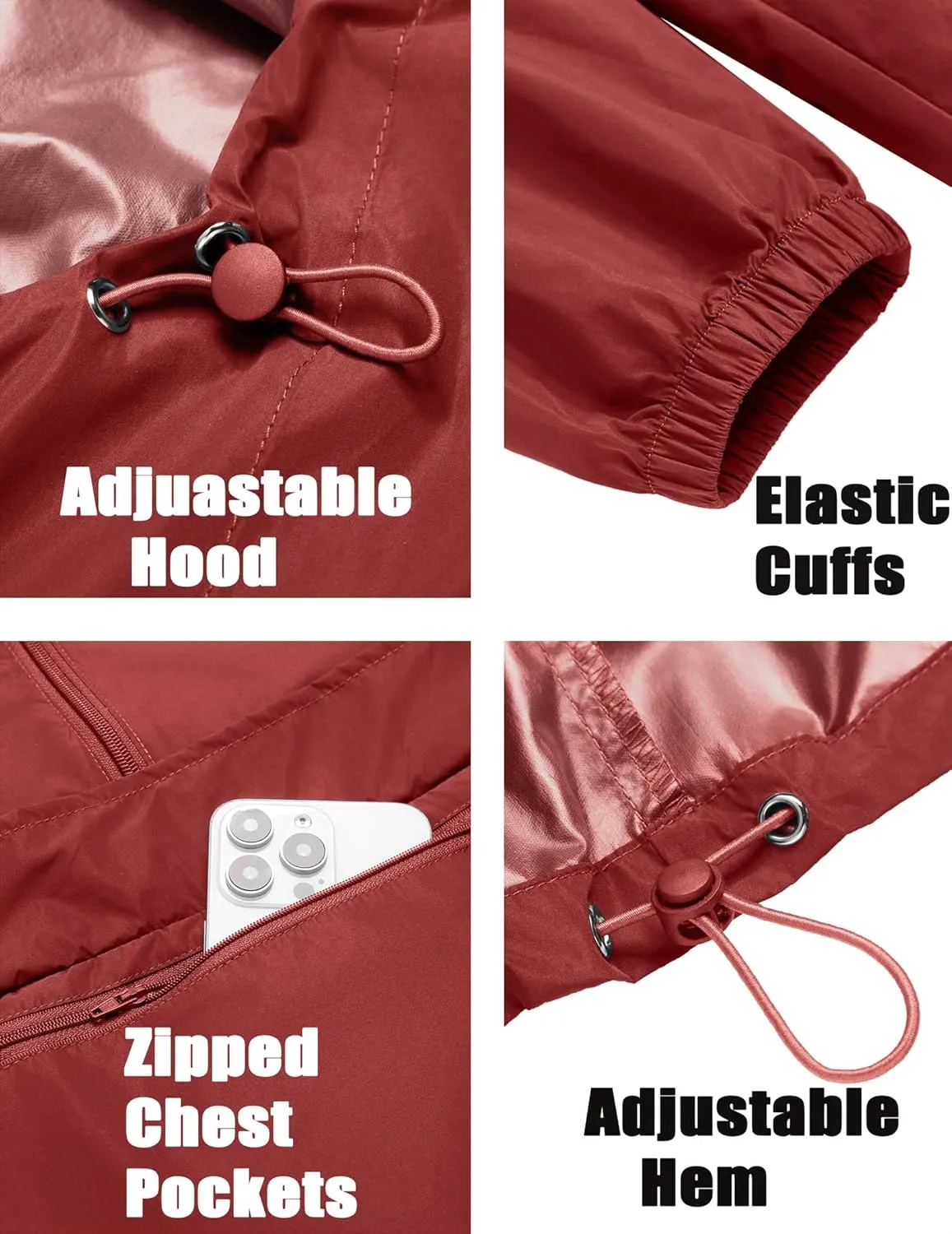 COOFANDY Men's Rain Jacket Waterproof Lightweight Packable Raincoat Pullover Windbreaker With Hood For Hiking Running
