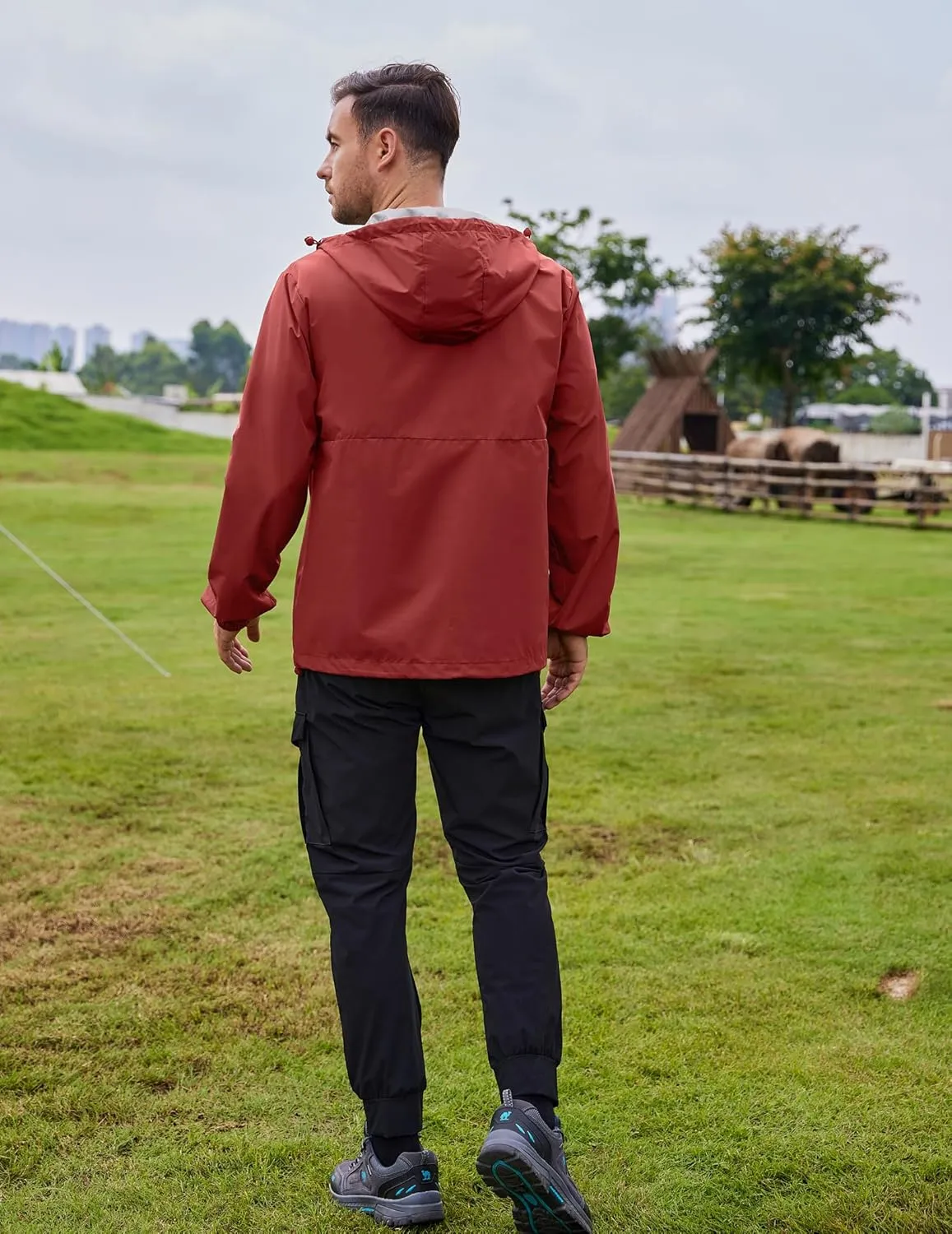 COOFANDY Men's Rain Jacket Waterproof Lightweight Packable Raincoat Pullover Windbreaker With Hood For Hiking Running