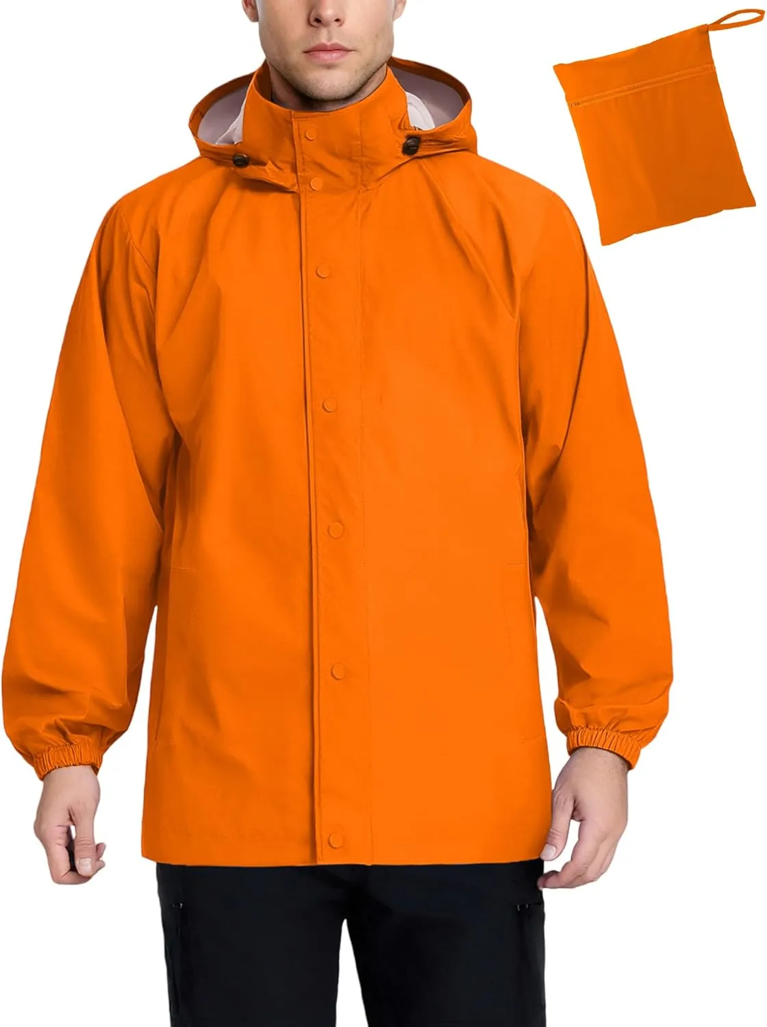 COOFANDY Men's Rain Jacket Waterproof Packable Raincoat Lightweight Windbreaker with Hood for Hiking Cycling