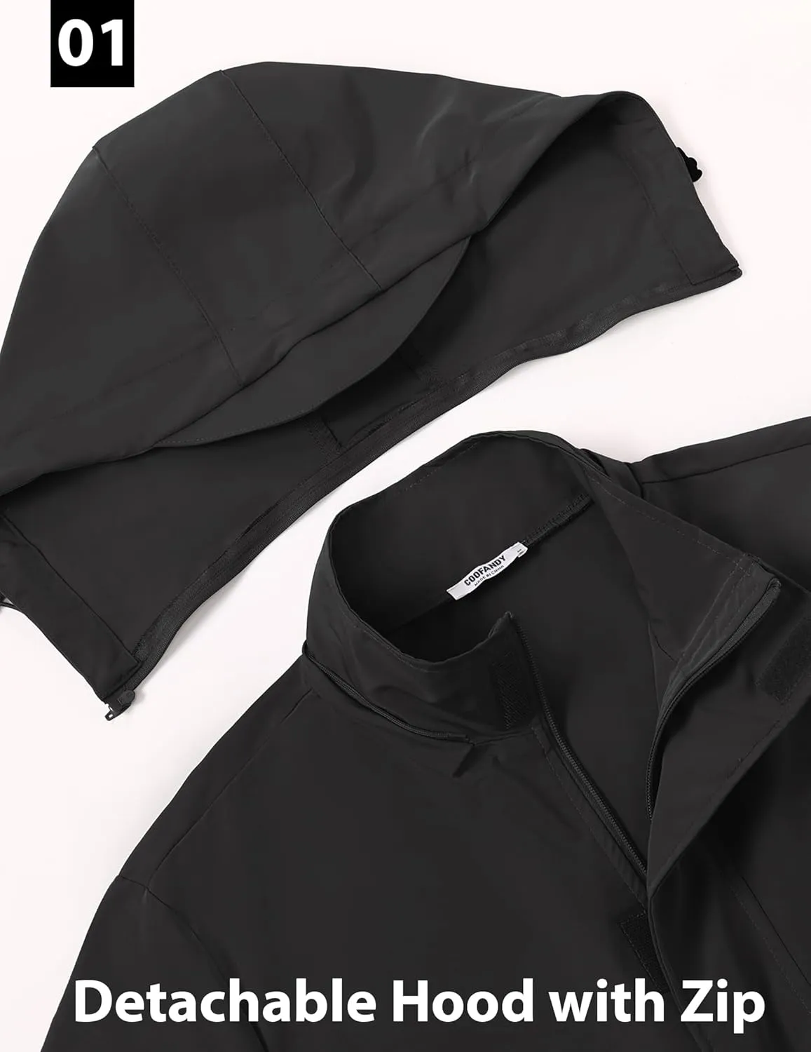 COOFANDY Rain Jacket Men Waterproof Lightweight Packable Raincoat Hooded Windbreaker For Hiking Golf Running