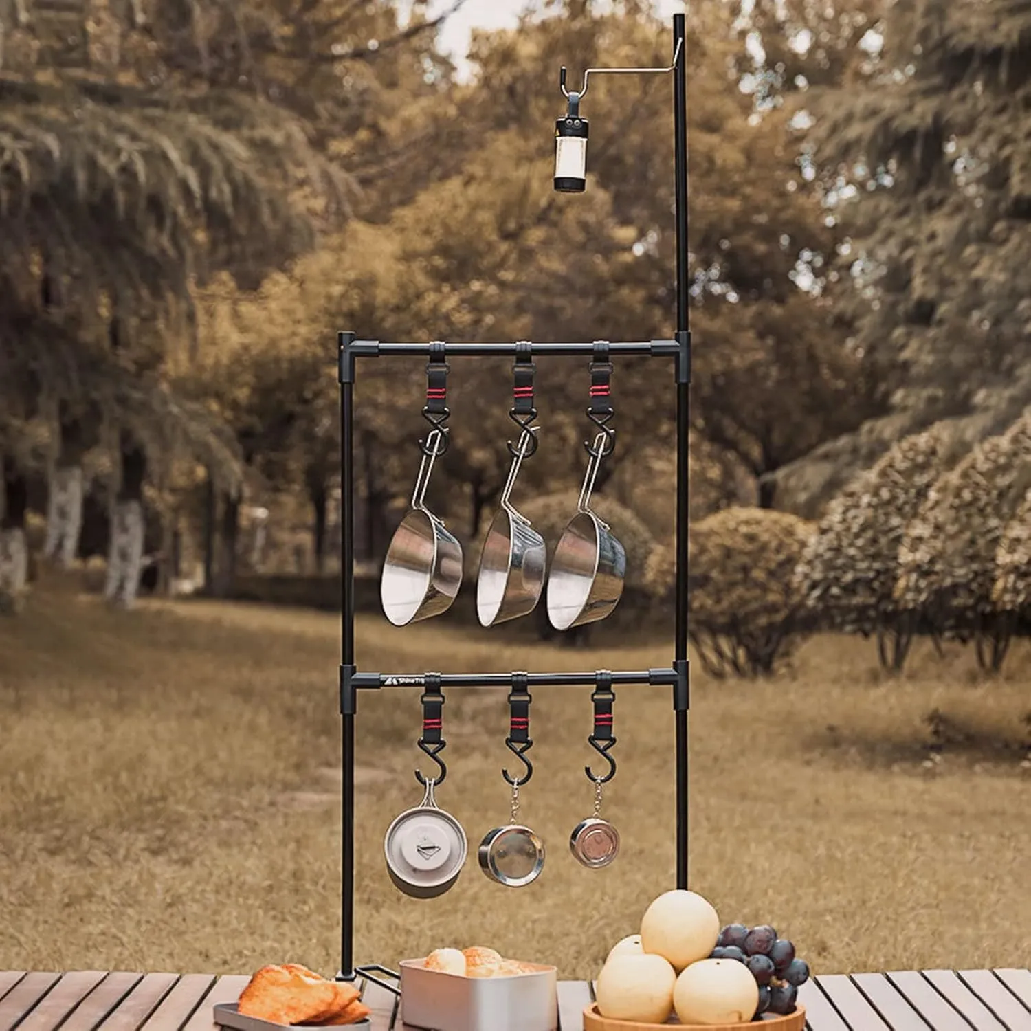 Cookware Hanging Rack Multi-function Camping Cookware Stand Hanging With Hooks For Camping BBQ