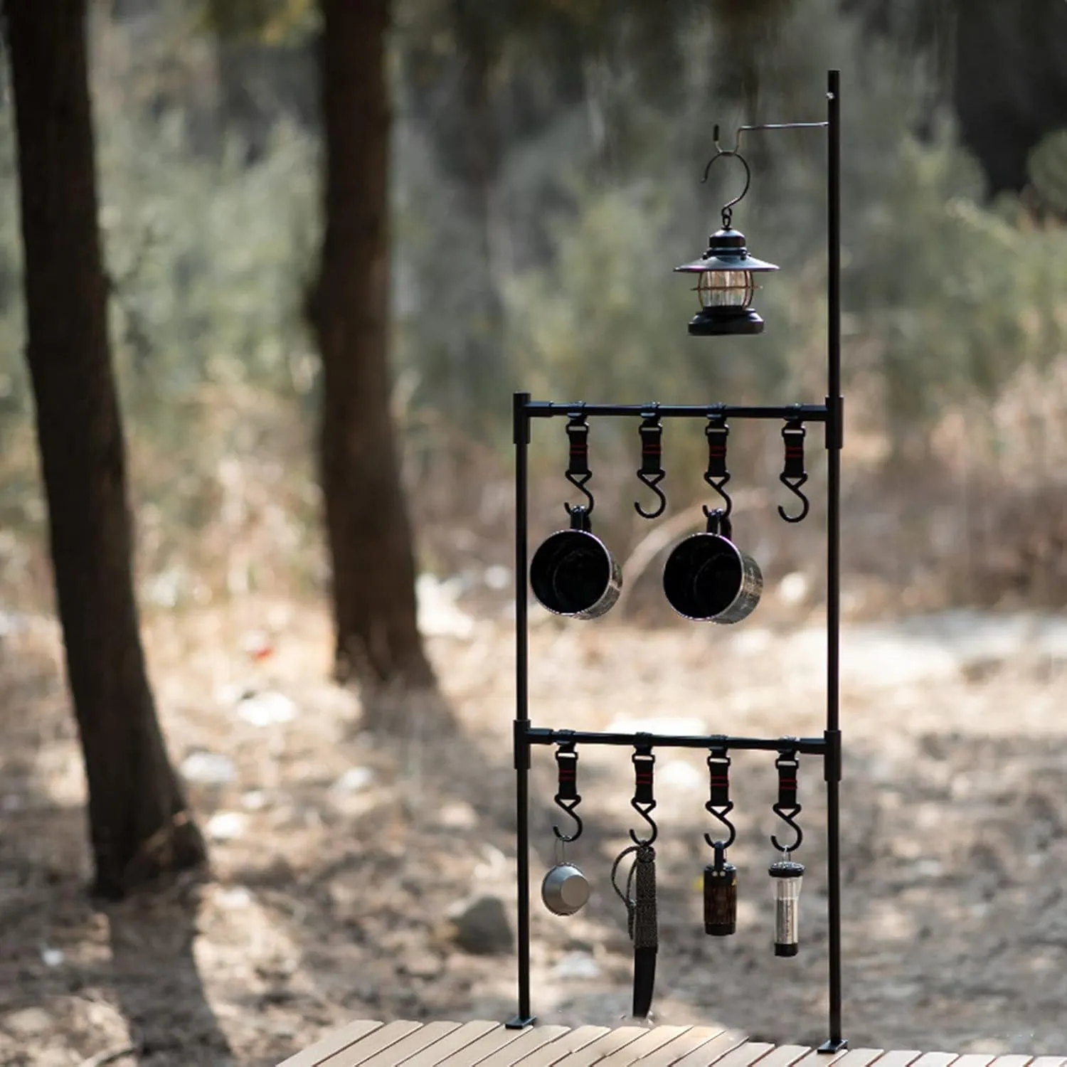 Cookware Hanging Rack Multi-function Camping Cookware Stand Hanging With Hooks For Camping BBQ