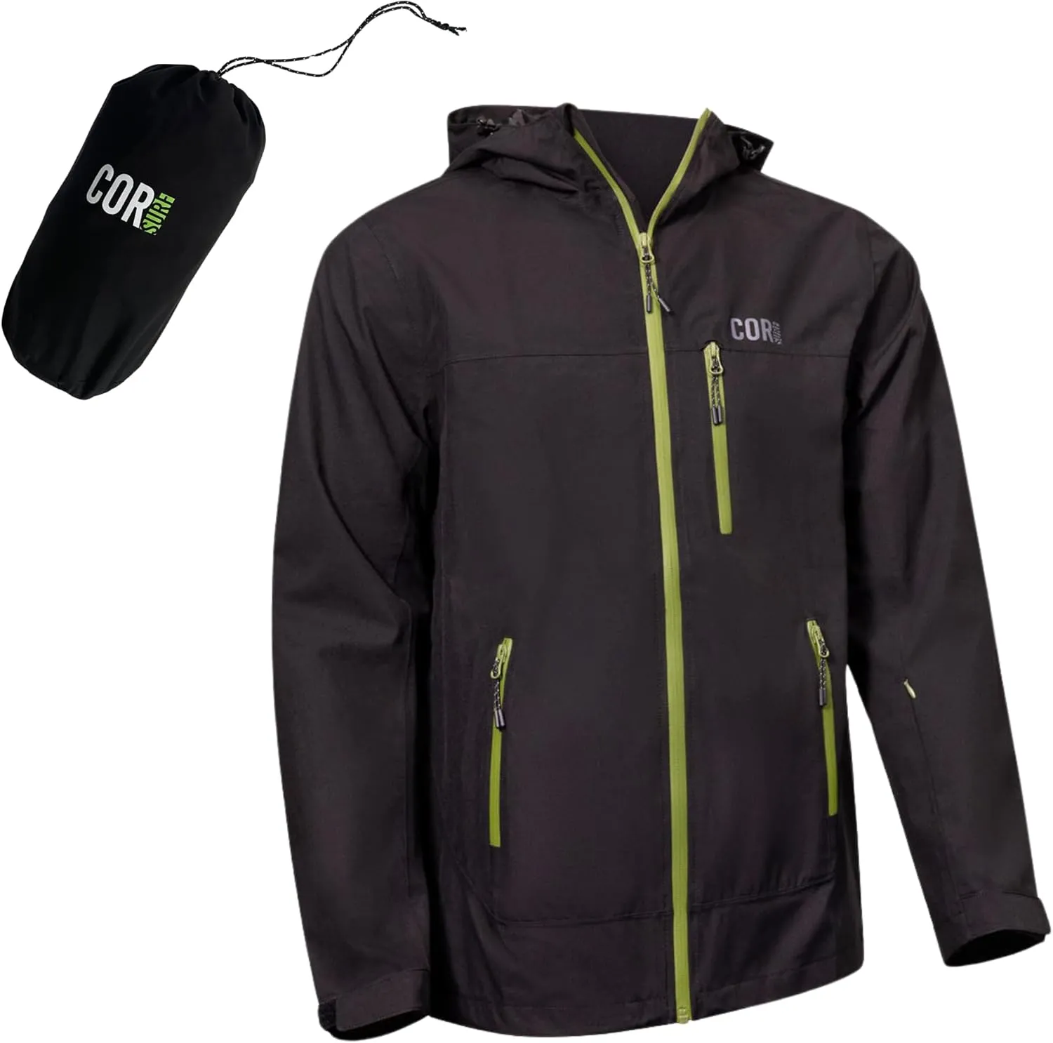 COR Men's Packable Waterproof Travel Rain Jacket | The Ultimate All-Season Breathable Rain Coat for Men with Secret Pockets