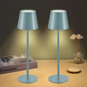 Cordless Table Lamps USB Rechargeable Simplicity Desk Lamp Built-in 4600 mAh Battery LED Battery Operated lamp with Touch Control Table lamp - Bedroom/Desk/Reading/Patio(2Pack-Light Blue)