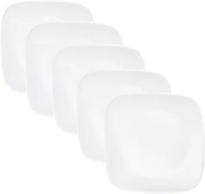 CORELLE CP-9623 Plate, Plate, Width 6.5 inches (16.5 cm), Unbreakable, Lightweight, Winter Frost White, Square, Small Plates, Set of 5