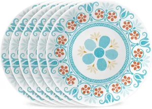 Corelle Global Collection Vitrelle 6-Piece Appetizer Plates Set, Triple Layer Recycled Glass, Lightweight Eco-Friendly 6-3/4-In Plates Set, Terracotta Dreams