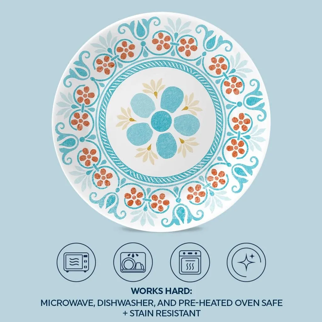 Corelle Global Collection Vitrelle 6-Piece Appetizer Plates Set, Triple Layer Recycled Glass, Lightweight Eco-Friendly 6-3/4-In Plates Set, Terracotta Dreams