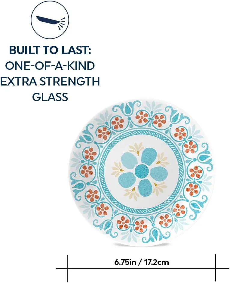 Corelle Global Collection Vitrelle 6-Piece Appetizer Plates Set, Triple Layer Recycled Glass, Lightweight Eco-Friendly 6-3/4-In Plates Set, Terracotta Dreams