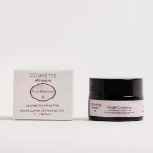 Cosmette Bright Embrace Vitamin B3 Eye Cream, Vegan Under Eye Butter for Protection & Hydration With Marula & Plum Oils, Gentle Serum for Sensitive Skin, Natural Skincare, 0.5 FL Oz