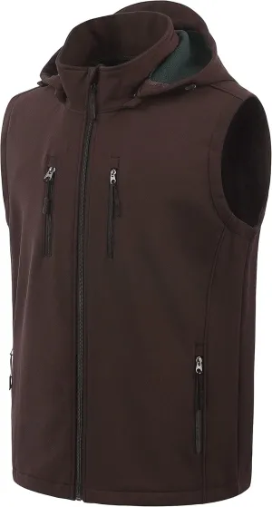 CREATMO US Men's Casual Lightweight Warm Thin Outerwear Vest Windbreaker Sleeveless Jacket With Removable Hood