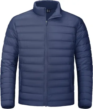 CRYSULLY Men's Puffer Jacket Full Zip Warm Jacket Windproof Water Resist Jackets Winter Insulated Coat