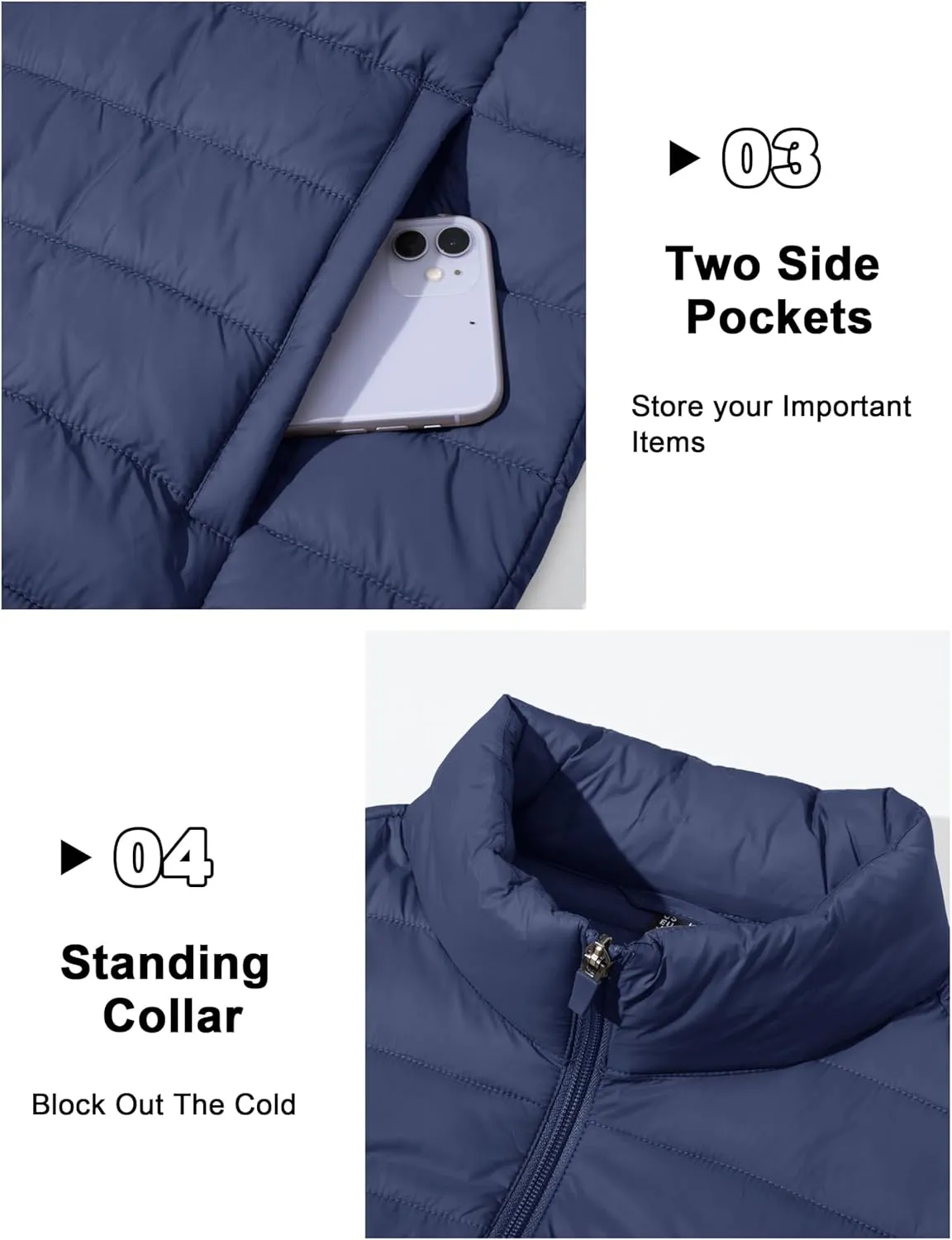 CRYSULLY Men's Puffer Jacket Full Zip Warm Jacket Windproof Water Resist Jackets Winter Insulated Coat