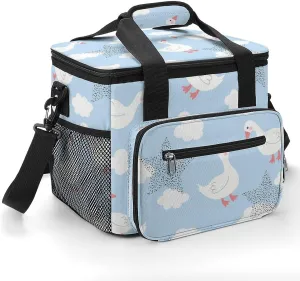 Cute Goose on A Blue Sky 22.5L Insulated Camping Coolers Bag Large Leakproof Ice Chest for Beach Travel Picnic