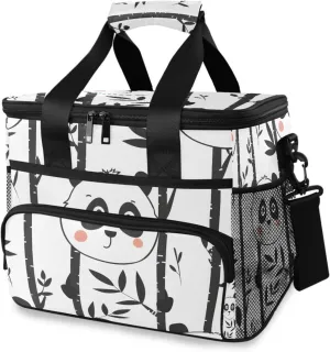 Cute Panda Head White Cooler Bag Insulated Cooler Soft Sided Cooler 24 Can Portable Picnic Bag Large Leakproof Lunch Bag Box for Beach Grocery Camping Travel Car Men Women