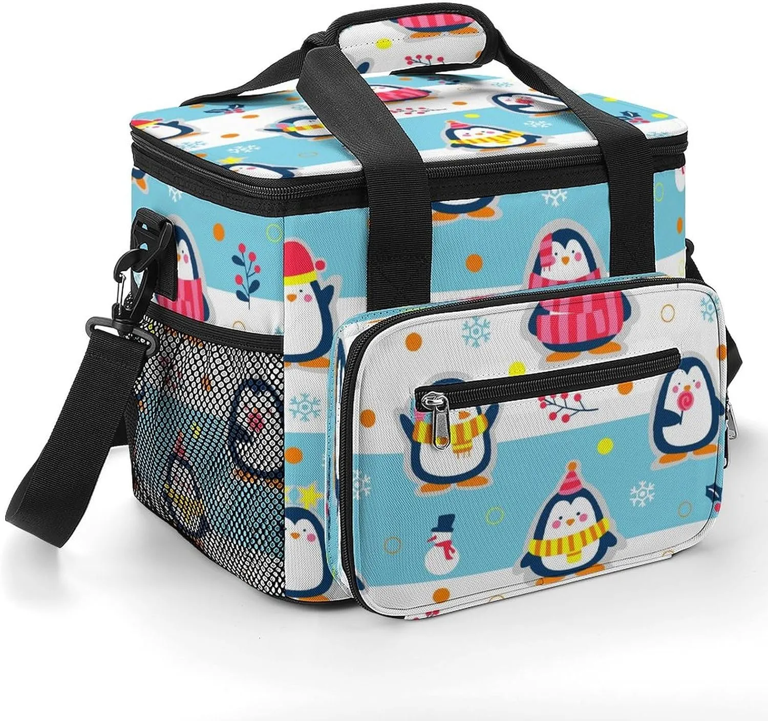 Cute Pinguin Winter Pattern 22.5L Insulated Camping Coolers Bag Large Leakproof Ice Chest for Beach Travel Picnic