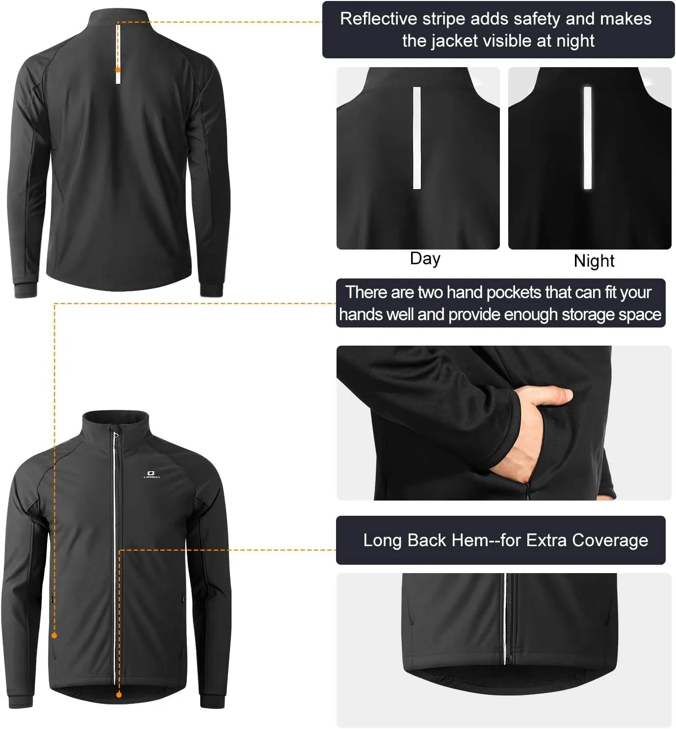 Cycling Bike Jackets for Men Winter Thermal Running Jacket Windproof Breathable Softshell Windbreaker