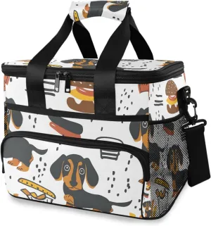 Dachshund Dog White Cooler Bag Insulated Cooler Soft Sided Cooler 24 Can Portable Picnic Bag Large Leakproof Lunch Bag Box for Beach Grocery Camping Travel Car Men Women