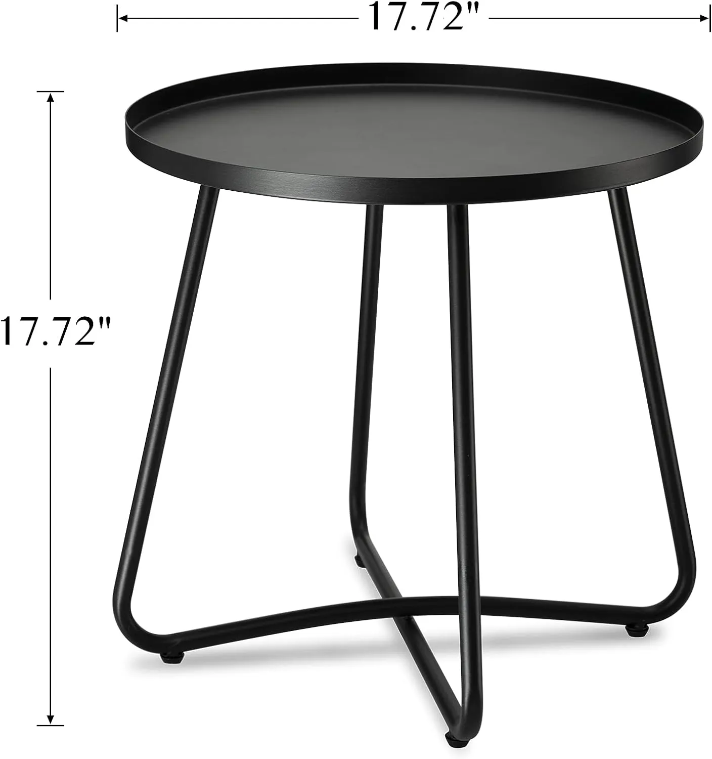 danpinera Outdoor Side Tables, Weather Resistant Steel, Small Round End Table for Patio Yard Balcony Garden Bedside Black