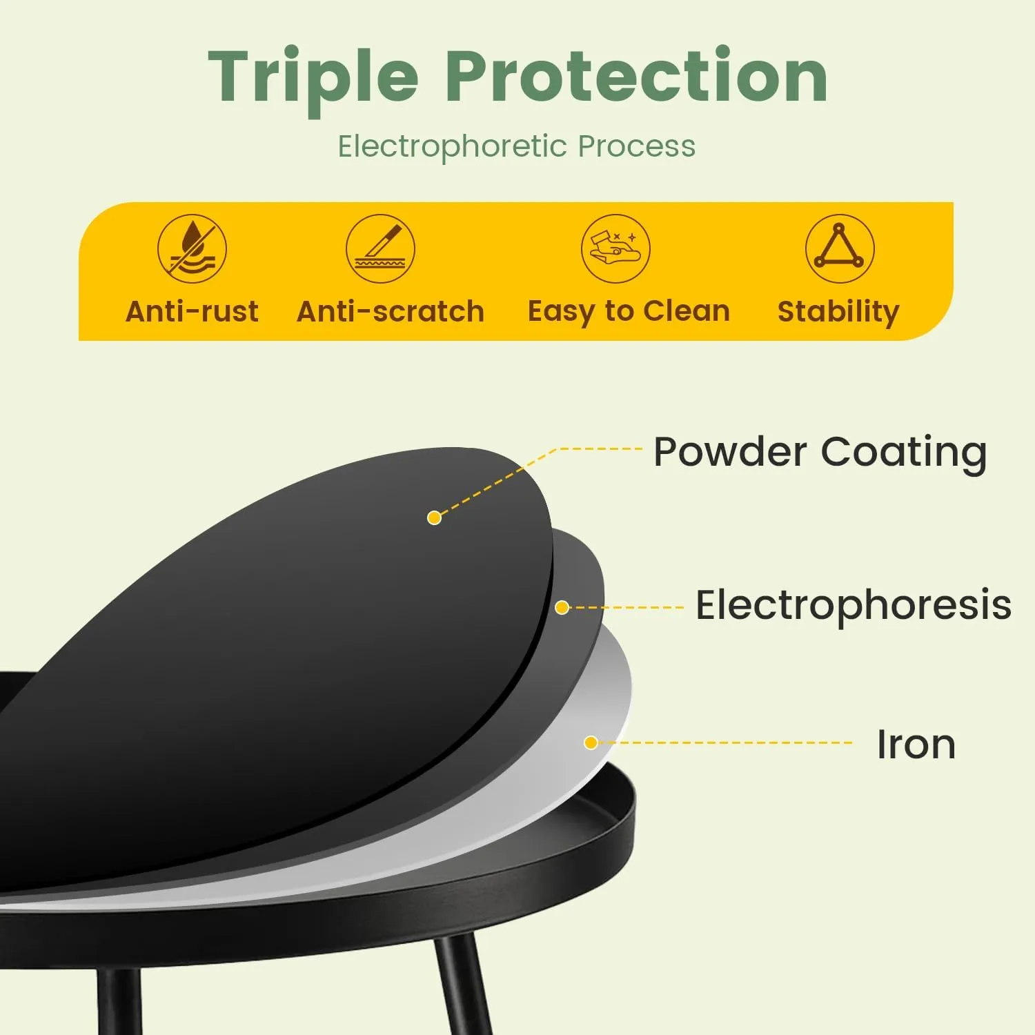 danpinera Outdoor Side Tables, Weather Resistant Steel, Small Round End Table for Patio Yard Balcony Garden Bedside Black