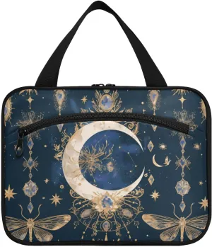 Dark Blue Moon Boho hanging travel bags for women toiletry with hook, designer waterproof kit bag for men for travel must haves gym bolsas de maquillaje para mujer L