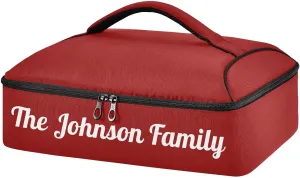 Dark Red Custom Casserole Carrier Bag for Hot&Cold Food Personalized Insulated Food Dish Bag Tote for Cookouts Picnic