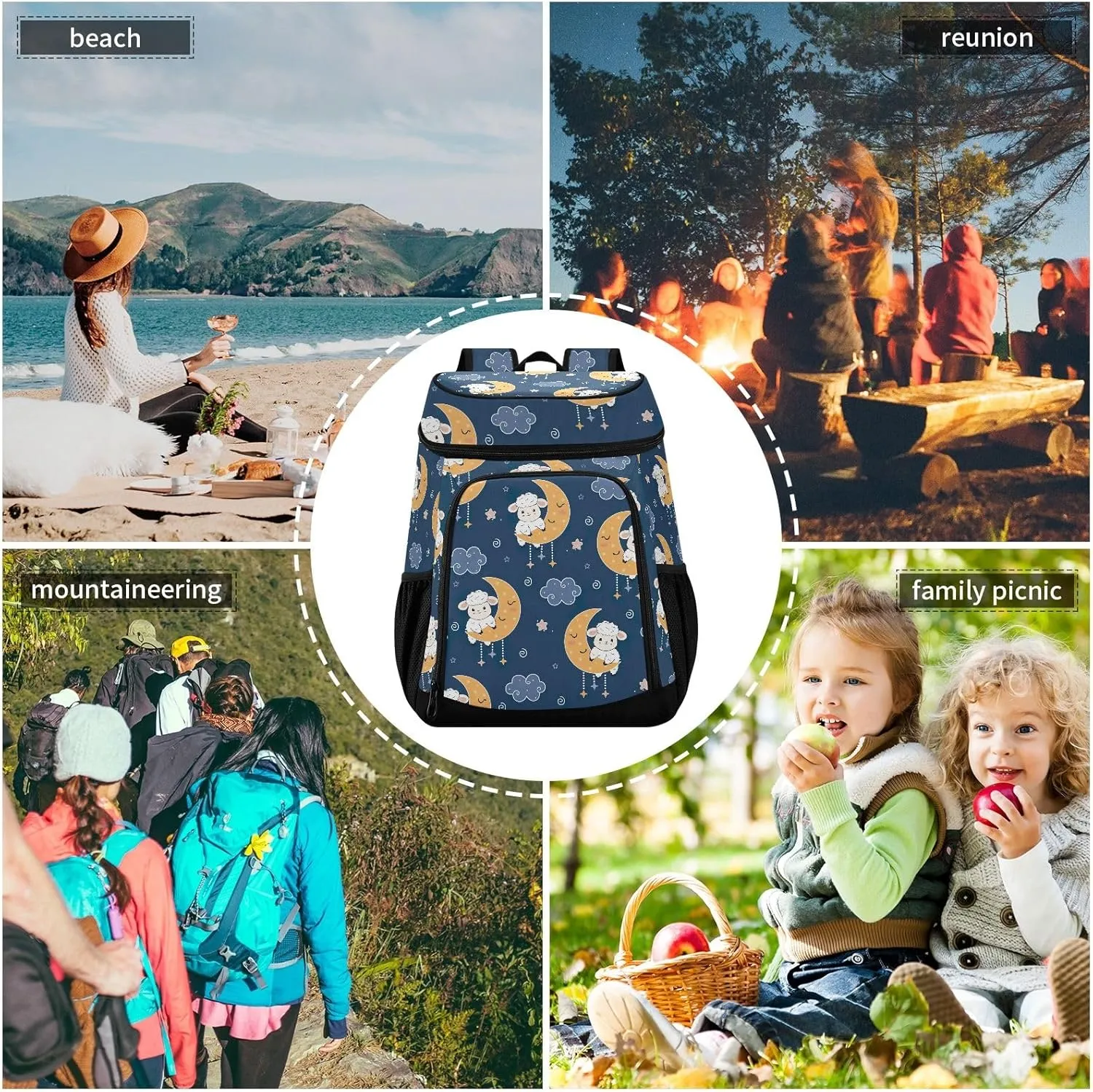 Dark Salmon Cooler Bag Backpack 36 Cans Insulated Leakproof Waterproof Beach Cooler Lunch Box Backpack