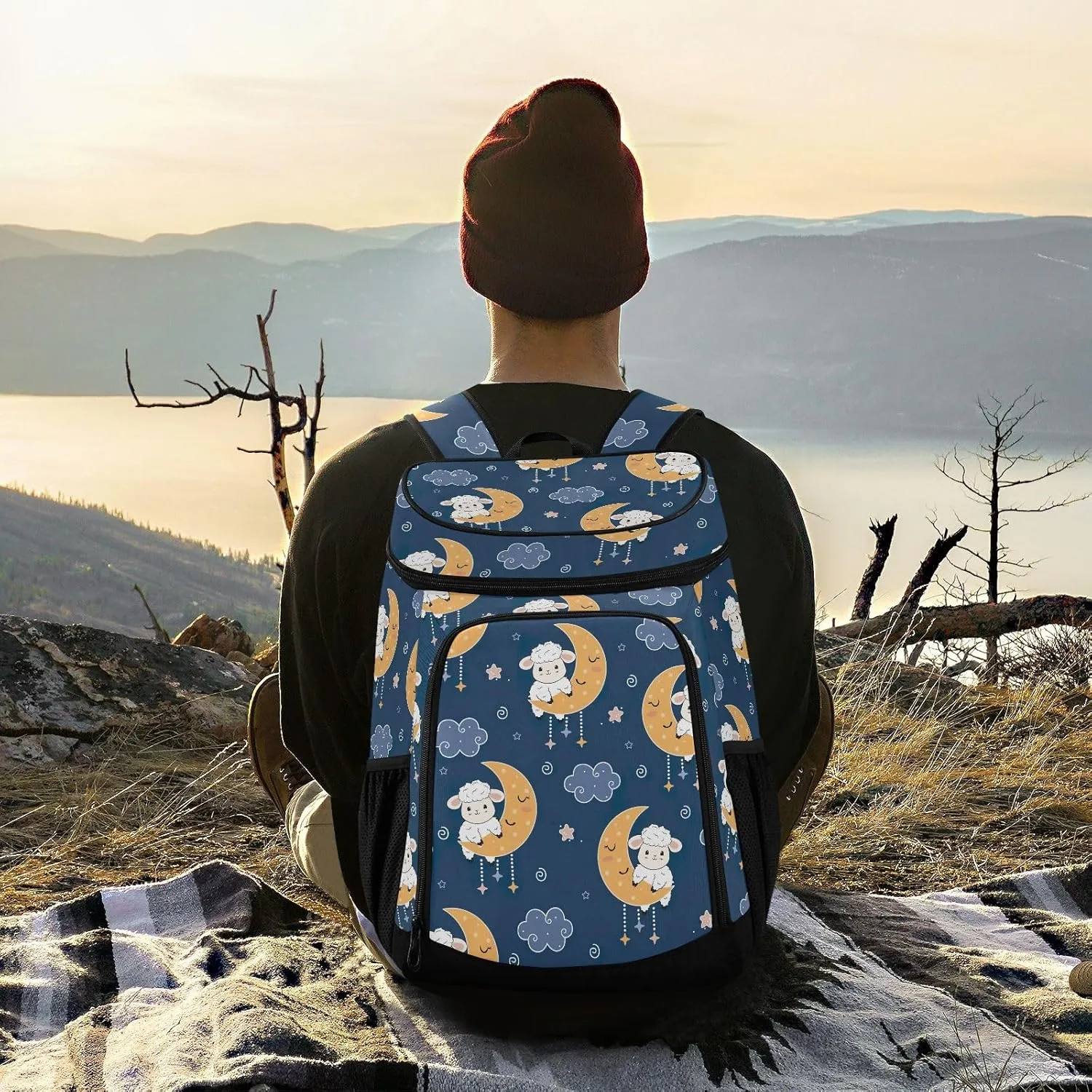 Dark Salmon Cooler Bag Backpack 36 Cans Insulated Leakproof Waterproof Beach Cooler Lunch Box Backpack