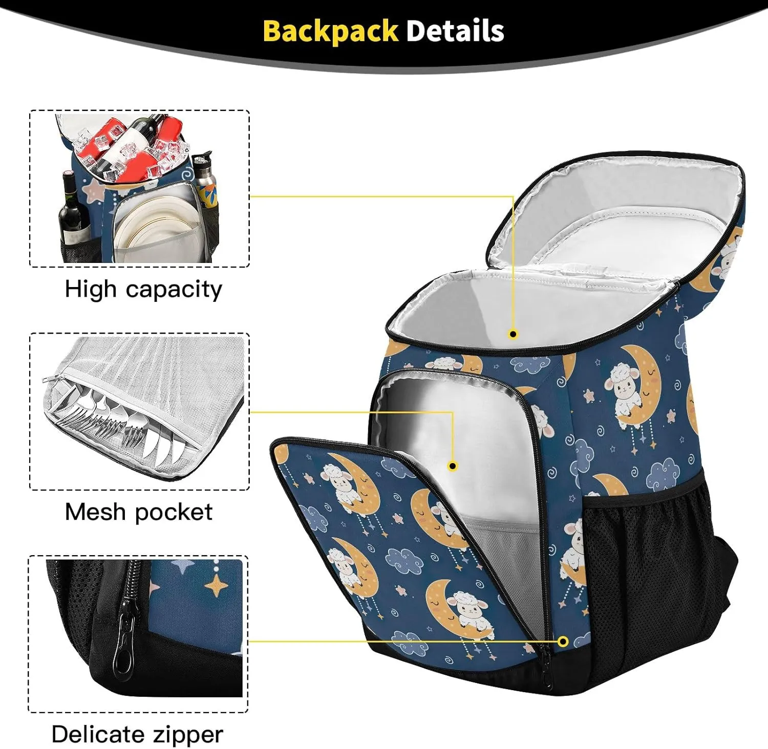 Dark Salmon Cooler Bag Backpack 36 Cans Insulated Leakproof Waterproof Beach Cooler Lunch Box Backpack