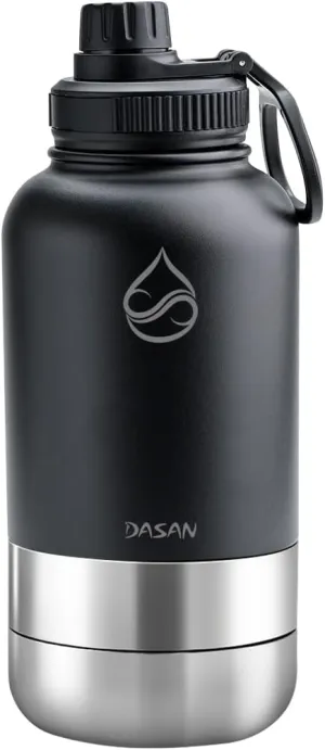DASAN 3 in 1 Gym Water Bottle with Phone Holder & Pill Storage | Magnetic MagSafe Tripod Mount, Hidden Compartment | Insulated Stainless Steel | Leakproof - BPA Free | Funny Stickers Included | 32 Oz